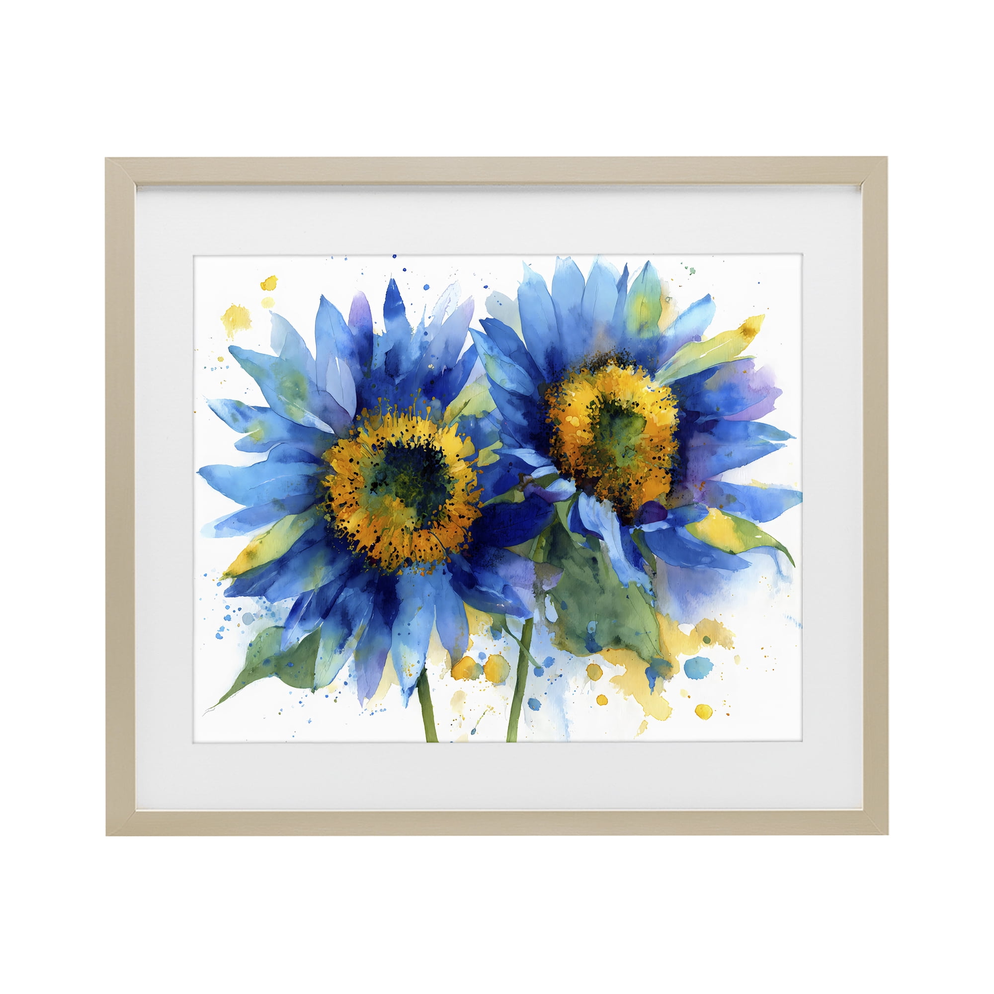 Stupell Industries Blue Sunflowers Bouquet Birch Framed Print Under Glass, design by Franklyn Gregory
