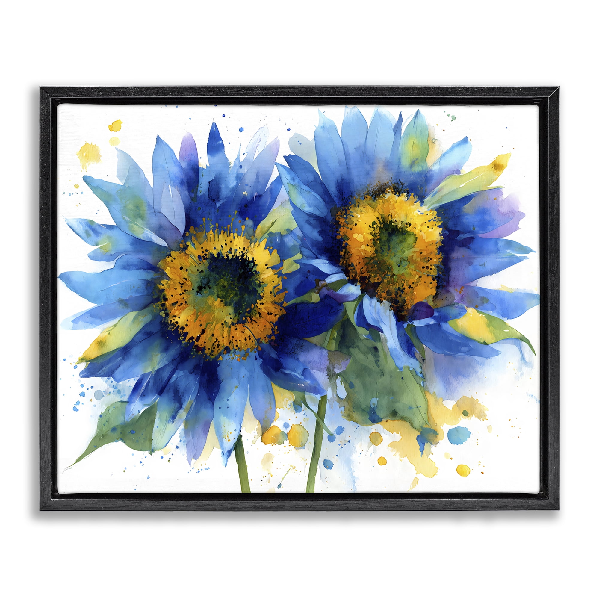Stupell Industries Blue Sunflowers Bouquet Black Framed Floater Canvas Wall Art, design by Franklyn Gregory