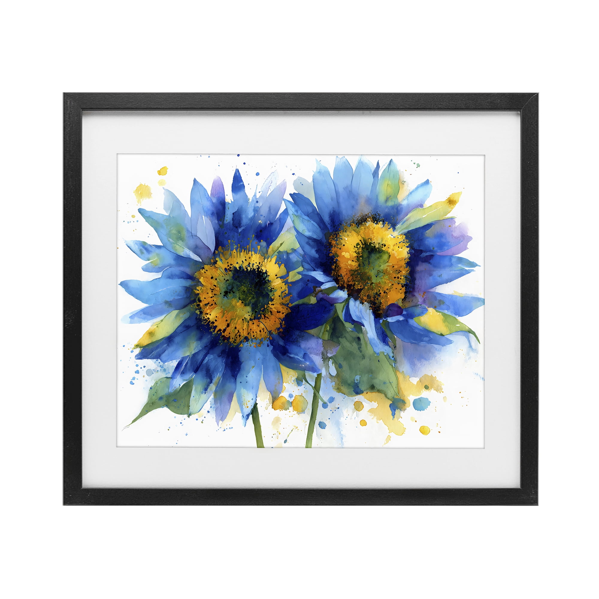 Stupell Industries Blue Sunflowers Bouquet Black Framed Print Under Glass, design by Franklyn Gregory