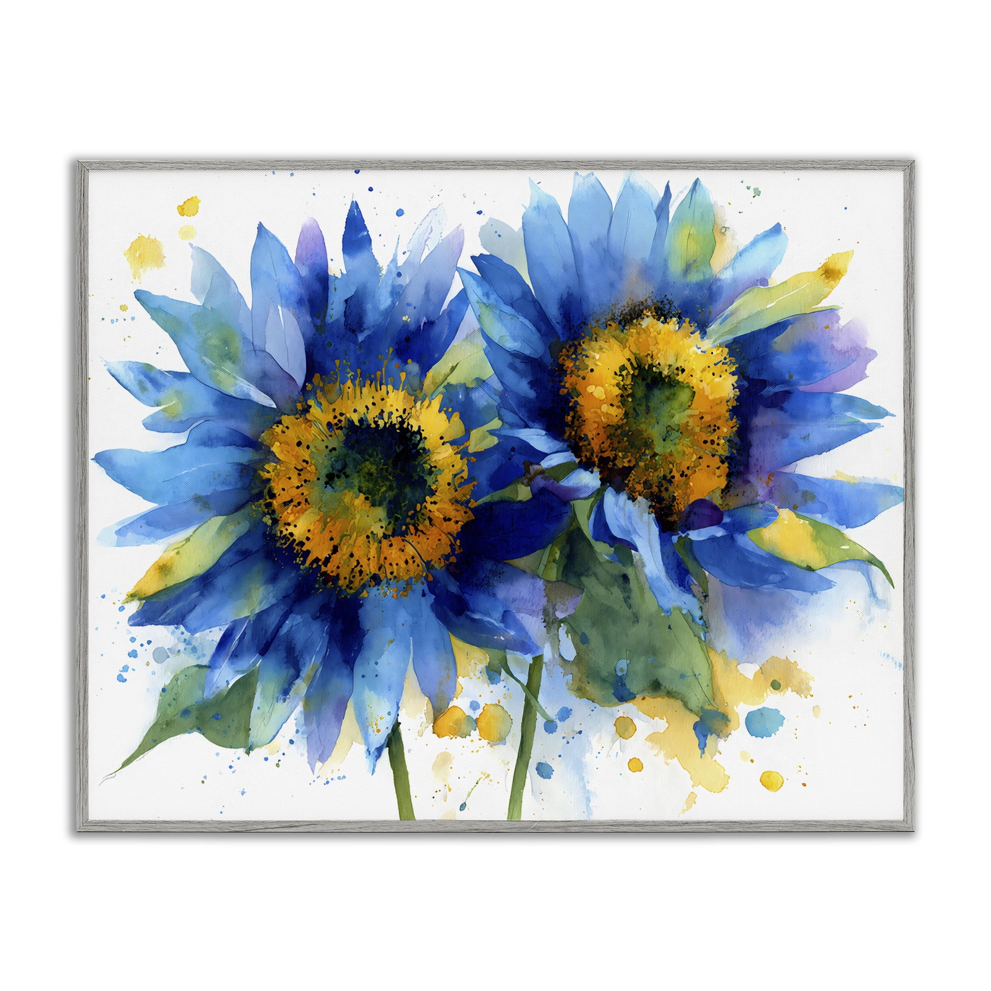 Stupell Industries Blue Sunflowers Bouquet Gray Framed Giclee Art, design by Franklyn Gregory