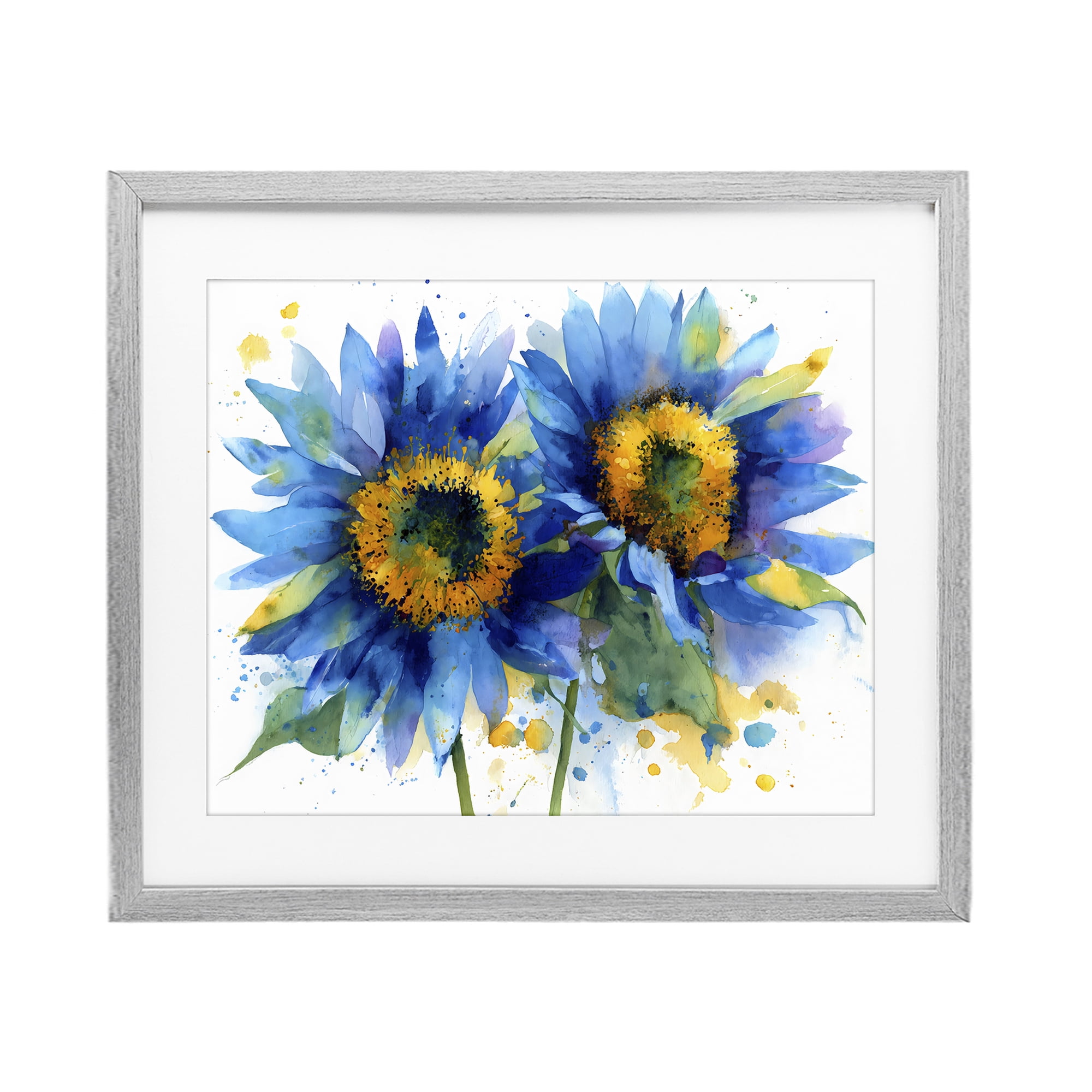 Stupell Industries Blue Sunflowers Bouquet Gray Framed Print Under Glass, design by Franklyn Gregory