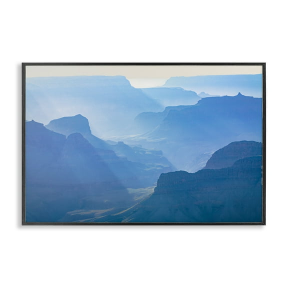 Stupell Industries Blue Sunlit Peaks Landscape & Nature Photography Black Framed Art Print Wall Art, 18 x 12
