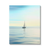 Stupell Industries Blue Sunlit Sailboat Transportation Painting Gallery Wrapped Canvas Art Print Wall Art, 16 x 20