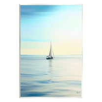 Stupell Industries Blue Sunlit Sailboat Transportation Painting Unframed Art Print Wall Art, 10 x 15