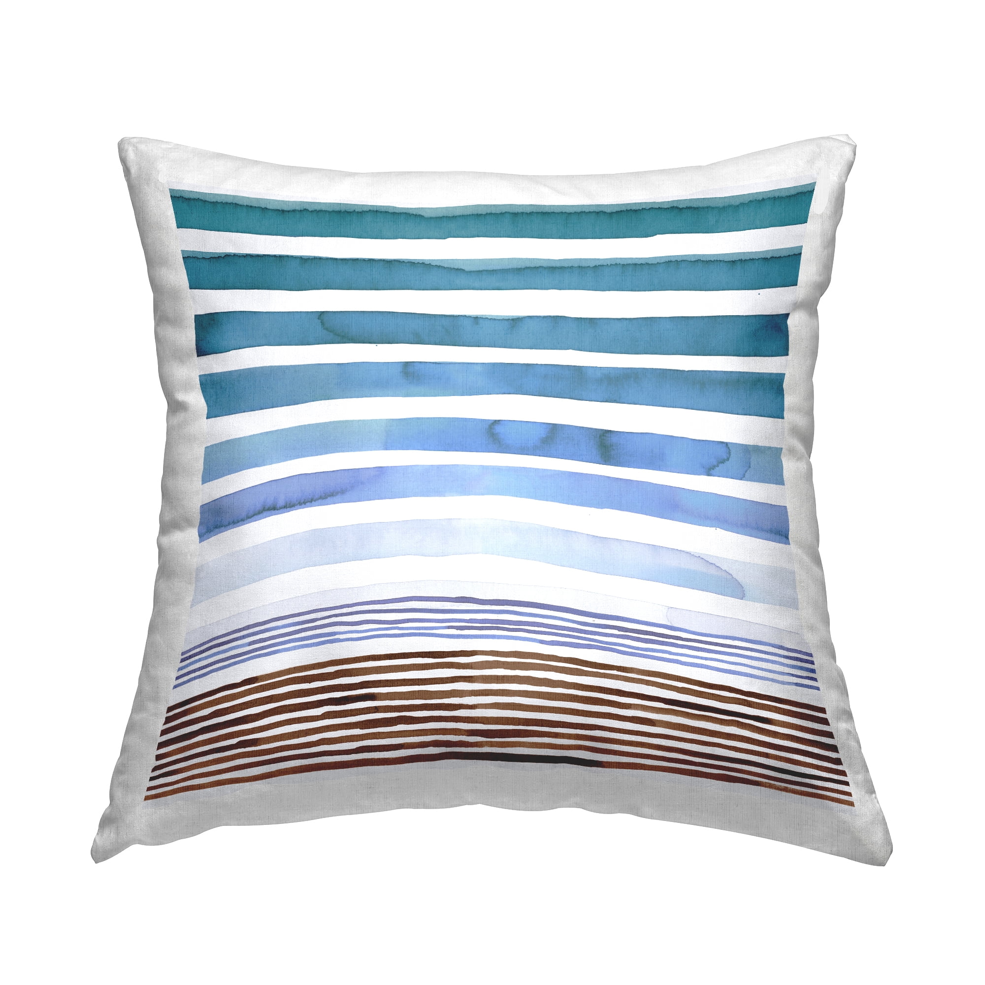 Stupell Industries Blue Sunset Stripes Pattern Square Decorative Printed Throw Pillow, 18 x 18