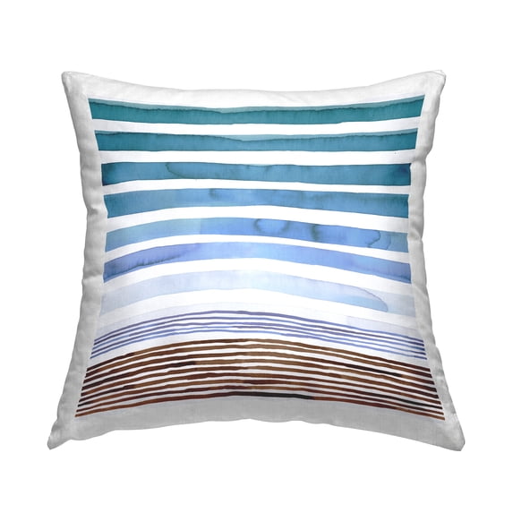 Stupell Industries Blue Sunset Stripes Pattern Square Decorative Printed Throw Pillow, 18 x 18