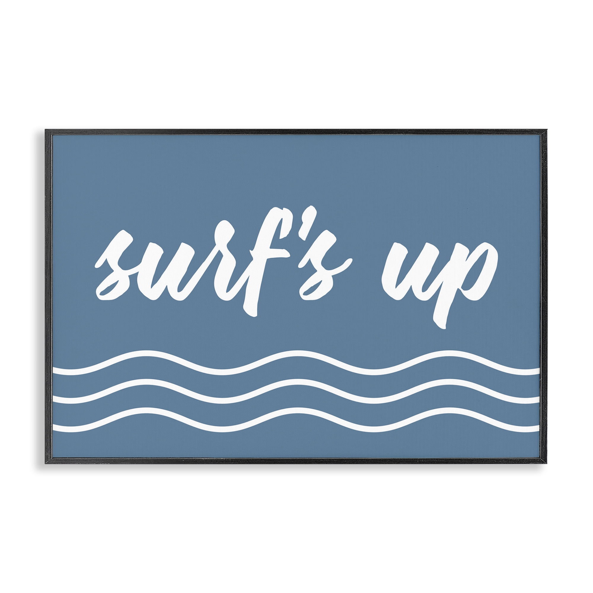 Stupell Industries Blue Surf's Up Typography Painting Black Framed Art Print Wall Art, 24 x 16