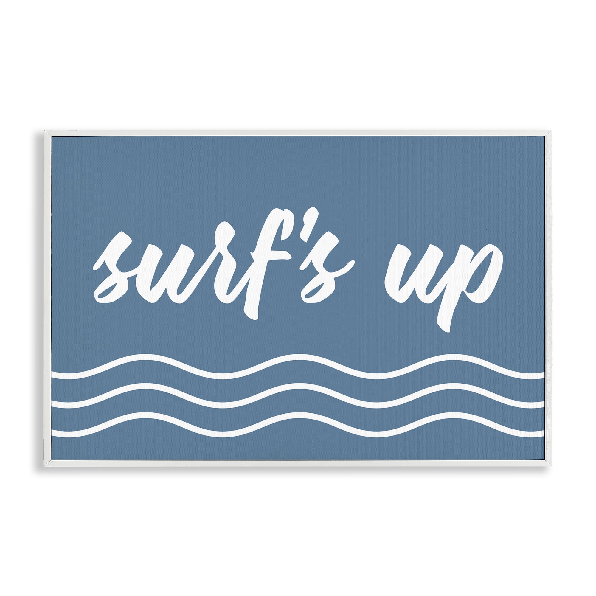 Stupell Industries Blue Surf's Up Typography Painting White Framed Art Print Wall Art, 30 x 20
