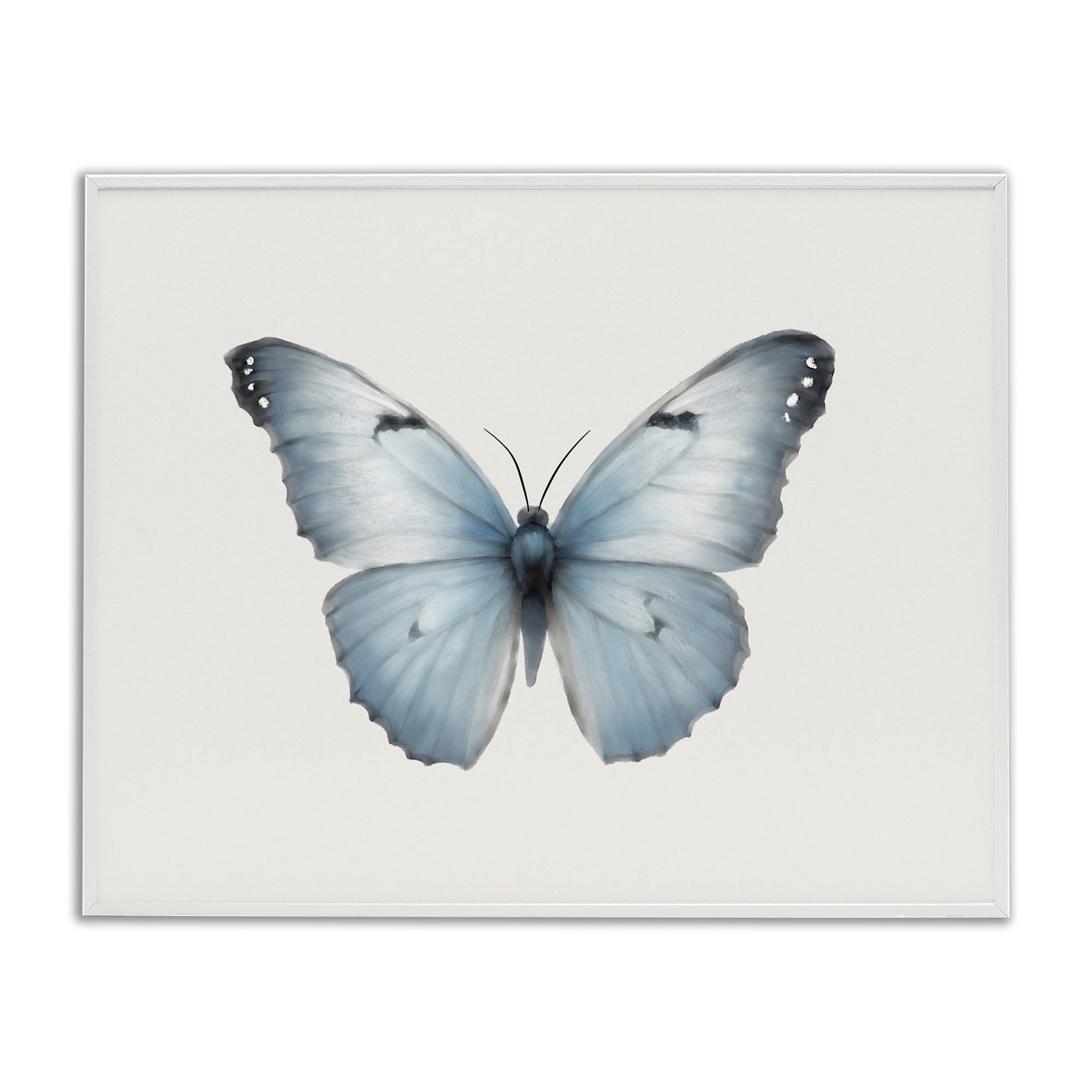 Stupell Industries Blue Symmetrical Butterfly Animals Painting White Framed Art Print Wall Art, 14 x 11