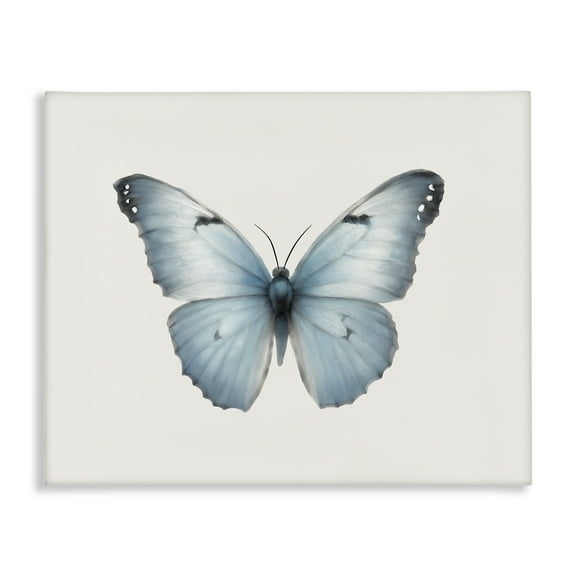 Stupell Industries Blue Symmetrical Butterfly Animals Painting Wrapped Canvas Art Print Wall Art, 20 x 16