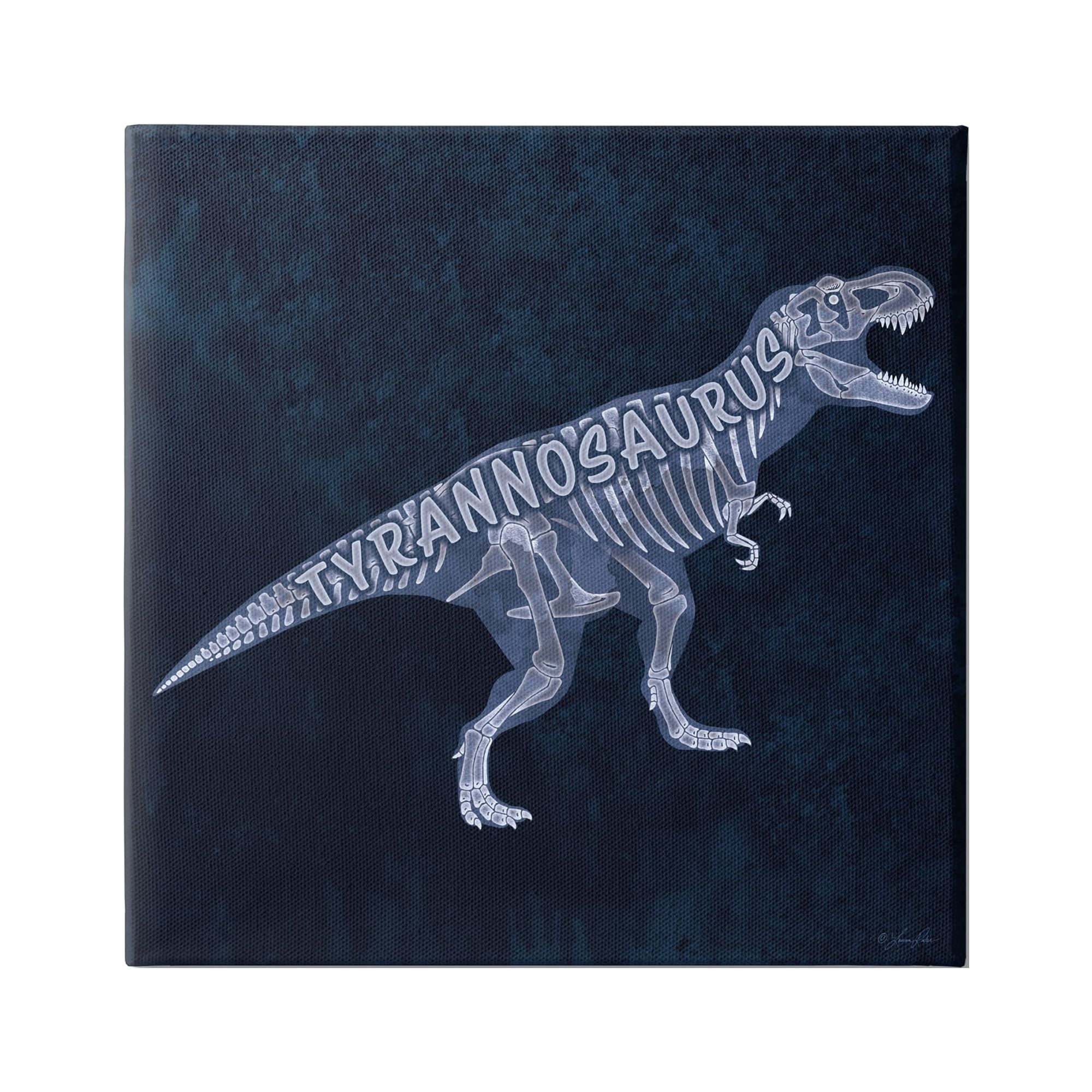 Stupell Industries Blue T-Rex Skeleton Animals & Insects Painting Gallery Wrapped Canvas Art Print Wall Art, 24 x 24