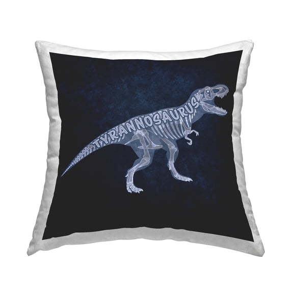 Stupell Industries Blue T-Rex Skeleton Decorative Printed Throw Pillow, 18 x 18