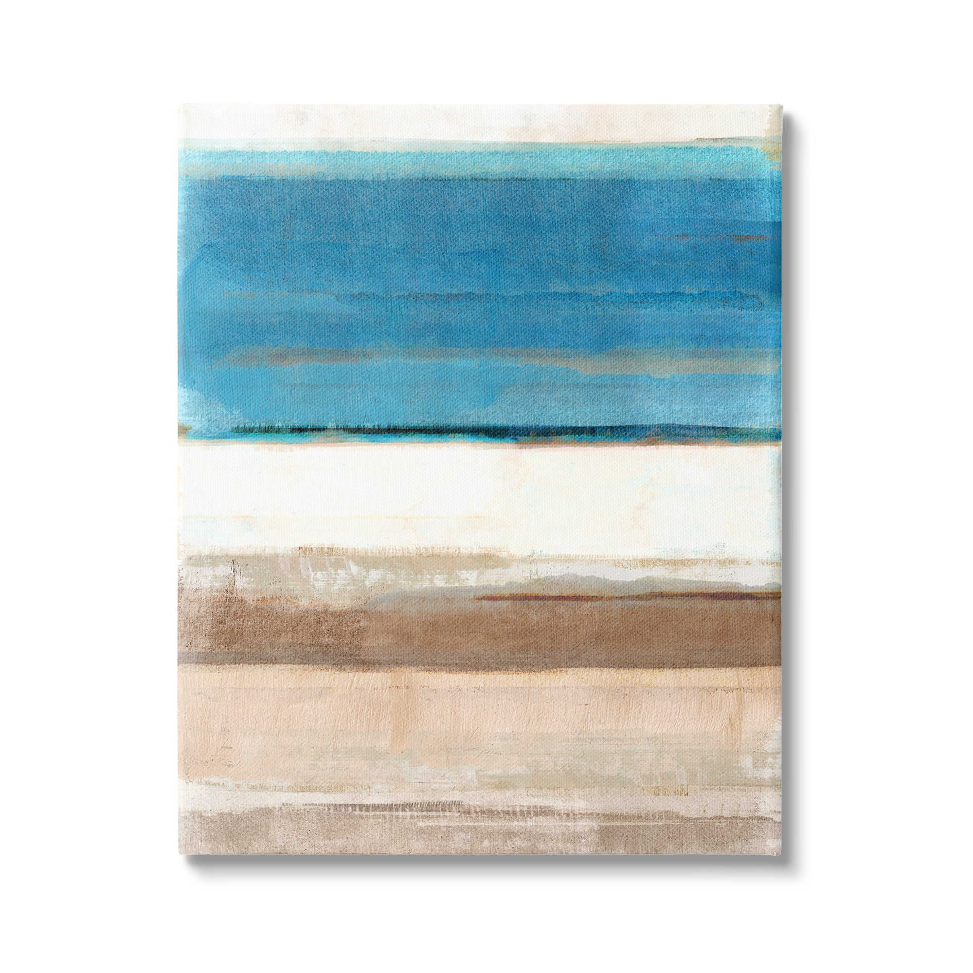 Stupell Industries Blue & Tan Abstraction Abstract Painting Gallery Wrapped Canvas Art Print Wall Art, 16 x 20