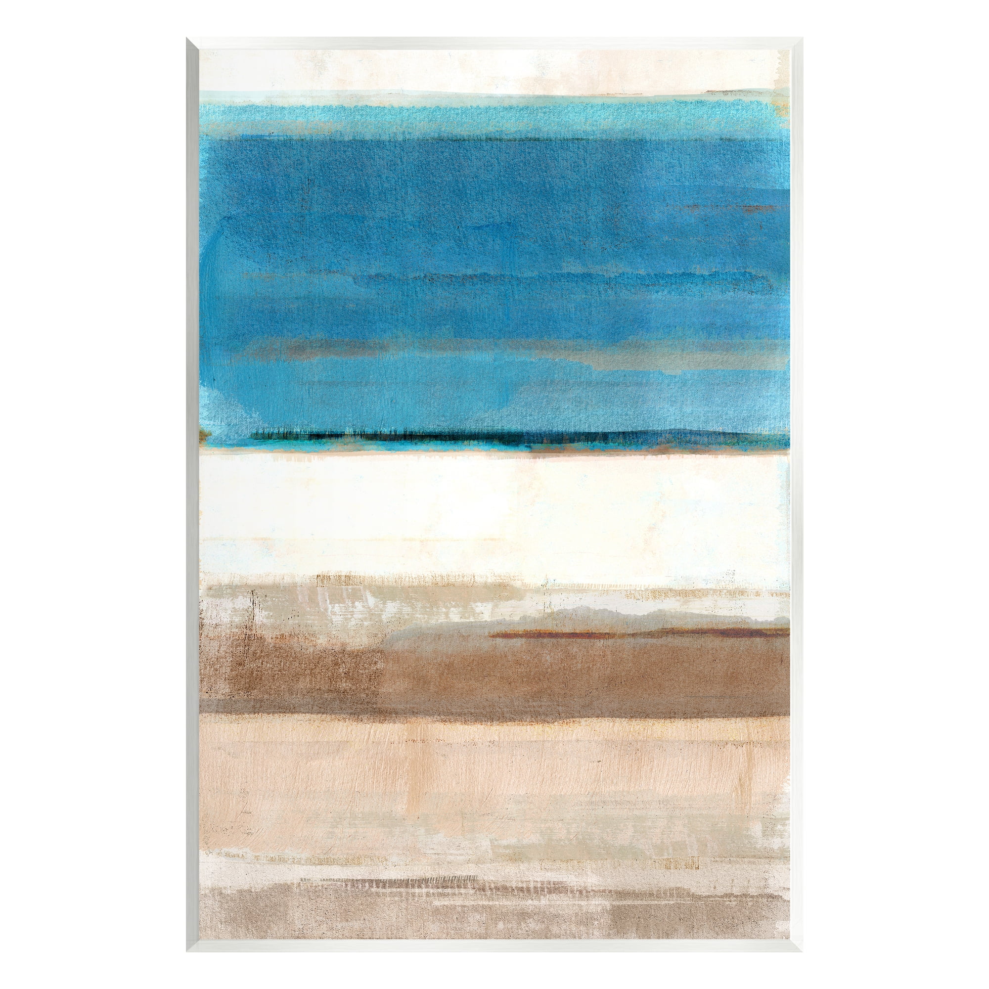 Stupell Industries Blue & Tan Abstraction Abstract Painting Unframed Art Print Wall Art, 13 x 19