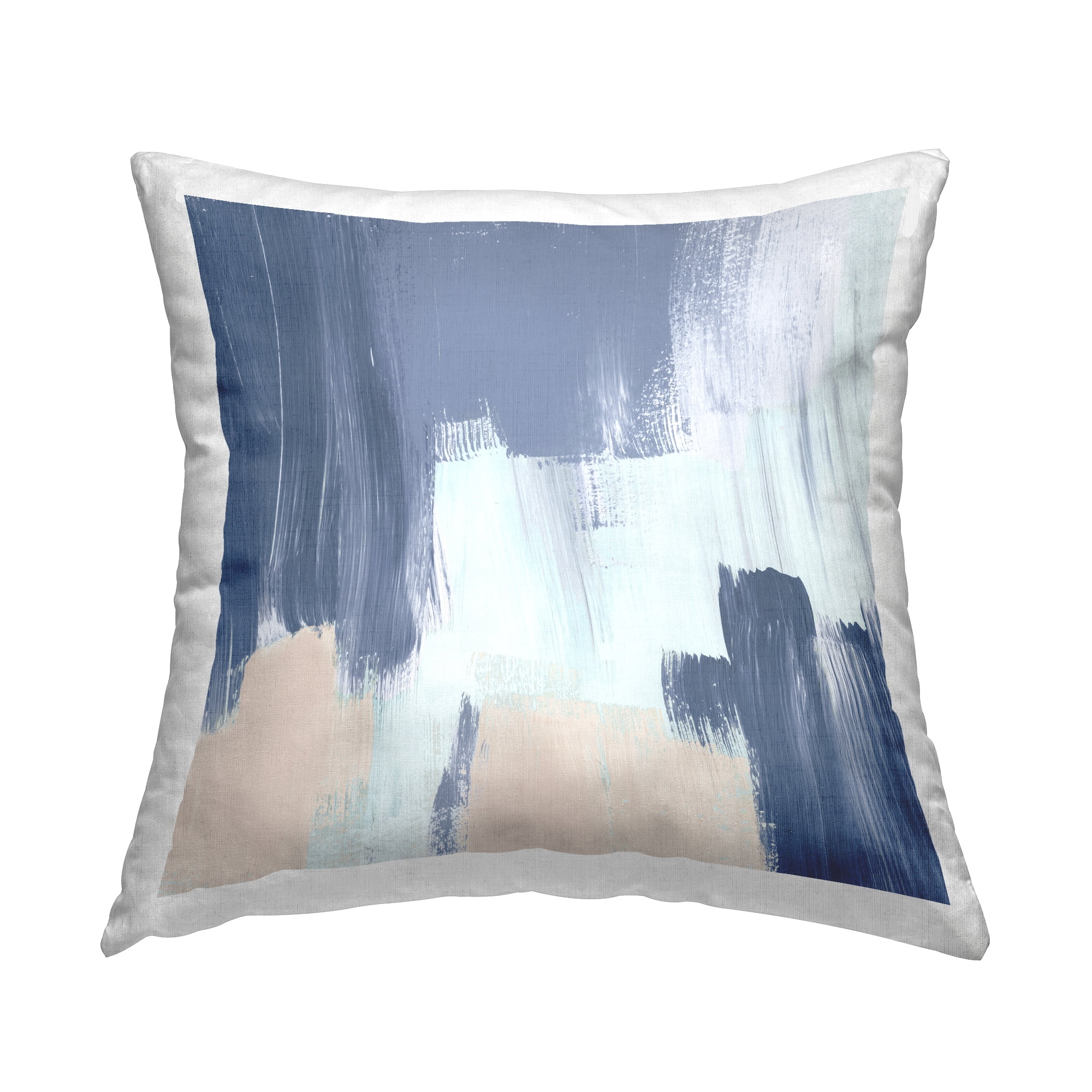 Stupell Industries Blue & Tan Abstraction Decorative Printed Throw Pillow, 18 x 18