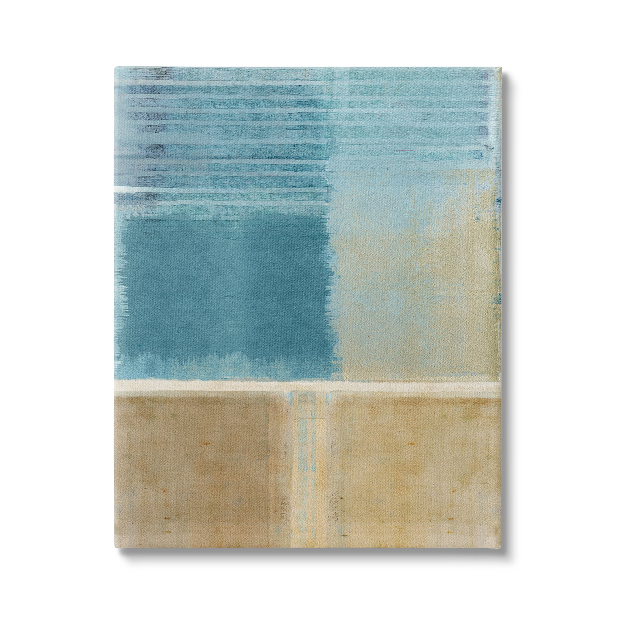 Stupell Industries Blue & Tan Painting Abstract Painting Gallery Wrapped Canvas Art Print Wall Art, 16 x 20