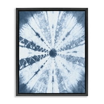 Stupell Industries Blue Tie Dye Sunburst Abstract Painting Black Floater Framed Canvas Art Print Wall Art, 17 x 21