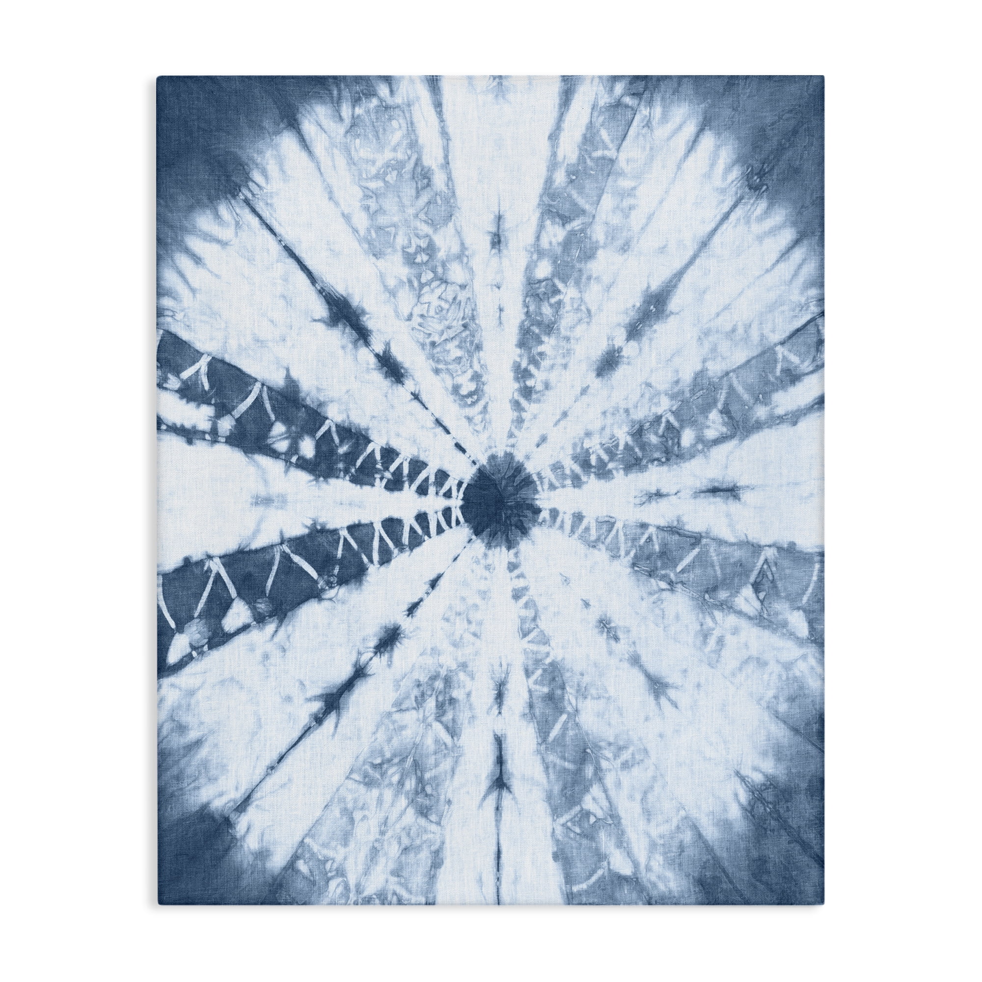 Stupell Industries Blue Tie Dye Sunburst Abstract Painting Gallery Wrapped Canvas Art Print Wall Art, 36 x 48