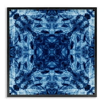 Stupell Industries Blue Tie Dye Symmetry Abstract Painting Black Framed Art Print Wall Art, 12 x 12