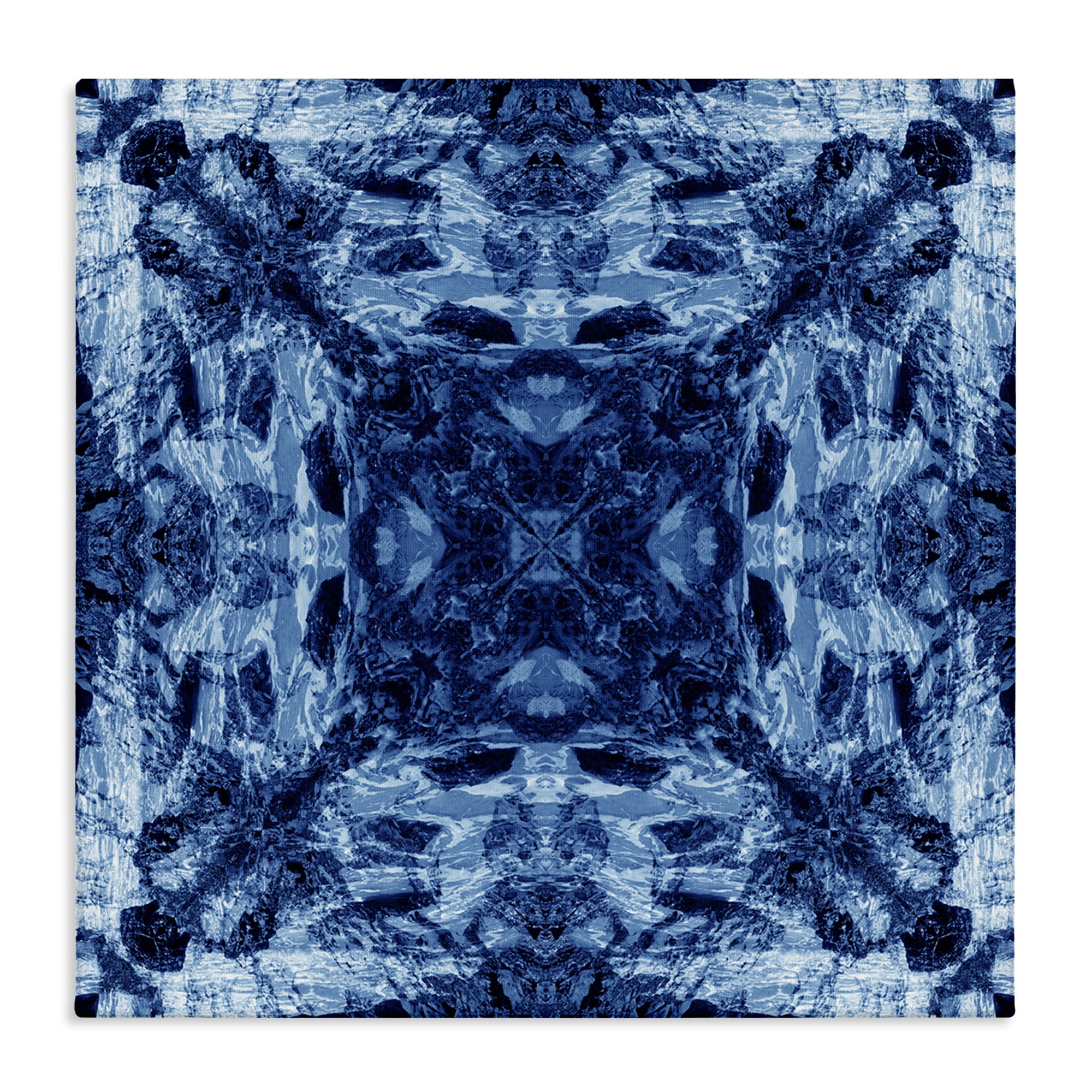Stupell Industries Blue Tie Dye Symmetry Abstract Painting Wrapped Canvas Art Print Wall Art, 17 x 17