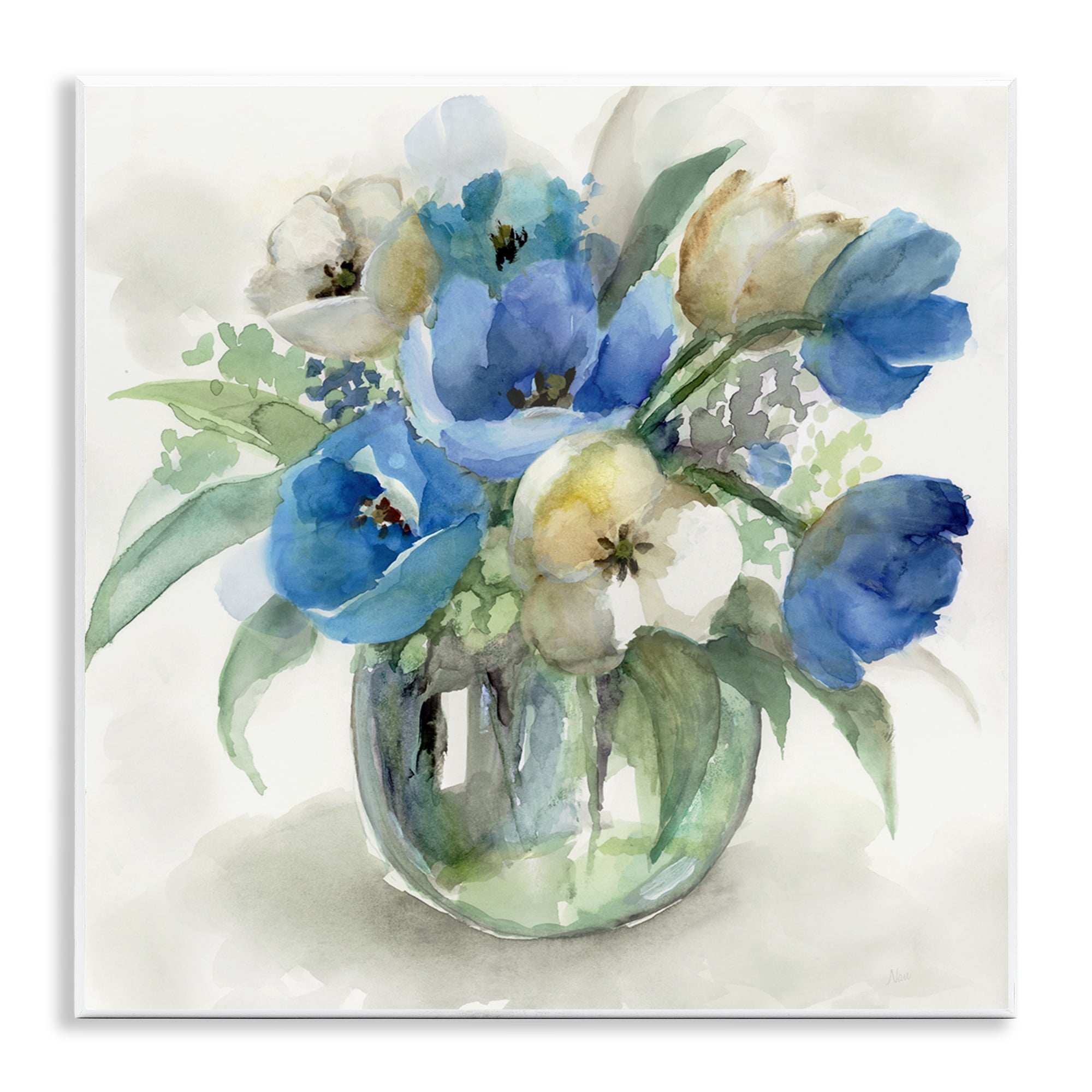 Stupell Industries Blue Tinted Flower Pot Wall Plaque Art, design by Nan