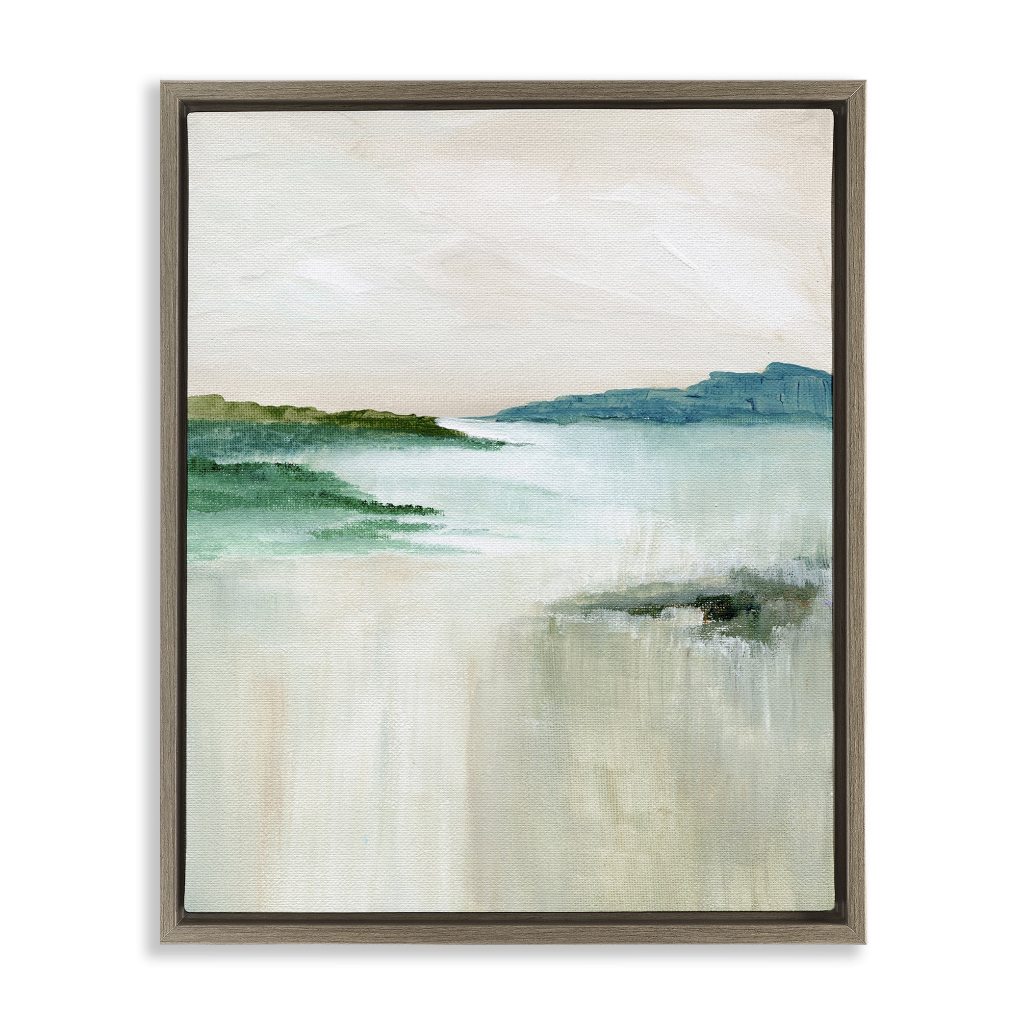 Stupell Industries Blue Tone Misty Landscape Landscape & Nature Painting Brown Floater Framed Canvas Art Print Wall Art, 25 x 31