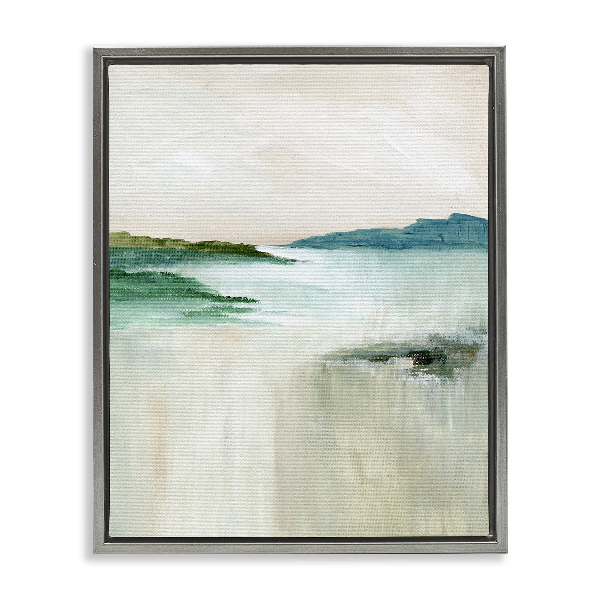 Stupell Industries Blue Tone Misty Landscape Landscape & Nature Painting Gray Floater Framed Canvas Art Print Wall Art, 25 x 31
