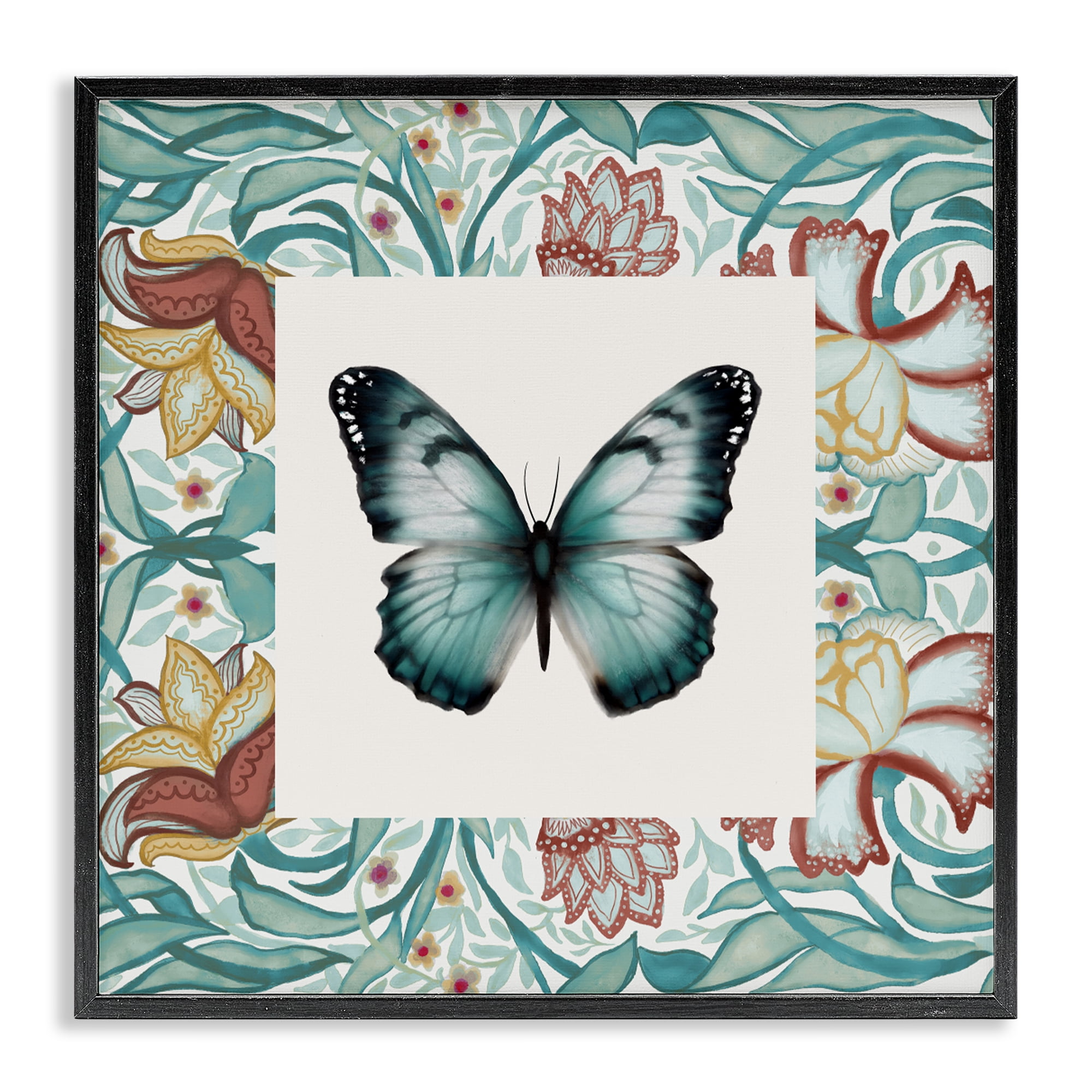 Stupell Industries Blue Toned Baroque Butterfly Black Framed Giclee Art, design by Elizabeth Medley