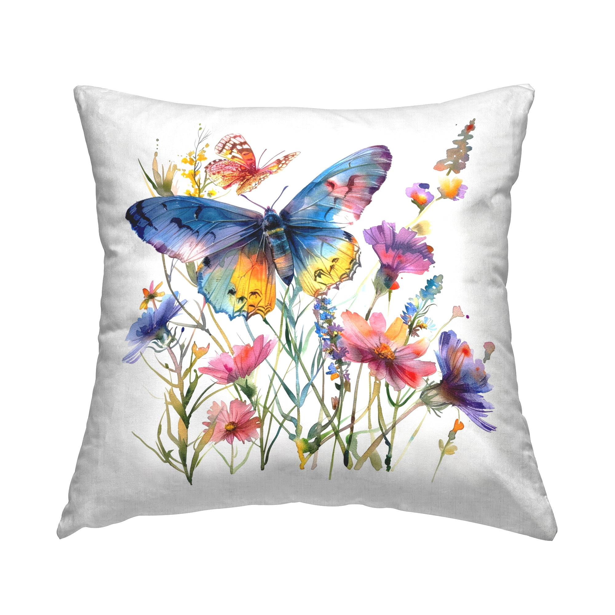 Stupell Industries Blue Toned Butterfly Garden Decorative Printed Throw Pillow Design by LSR Design Studio.