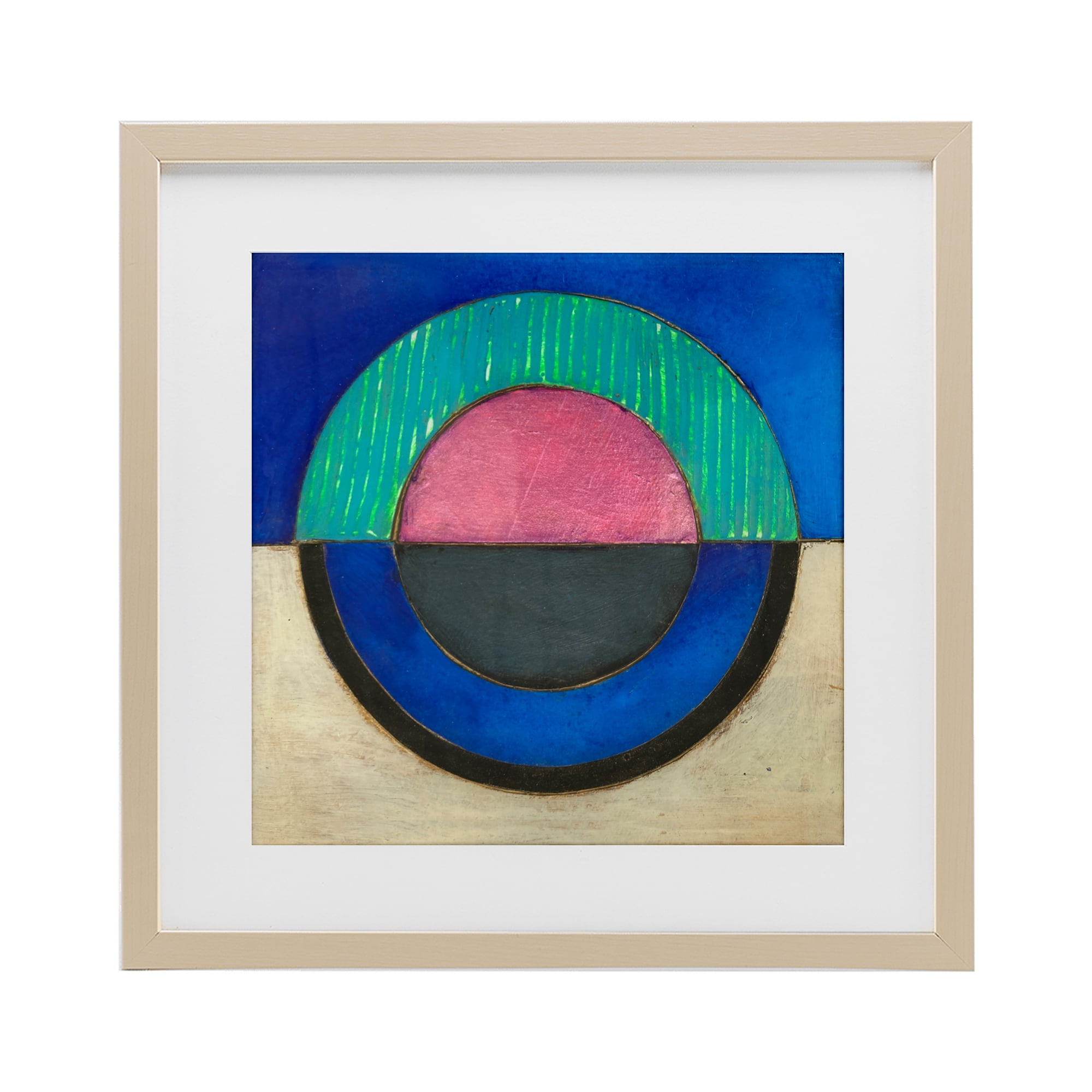 Stupell Industries Blue Toned Distressed Circle Birch Framed Print Under Glass, design by Matthew Finger