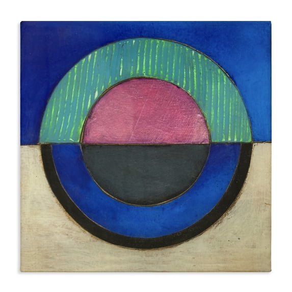 Stupell Industries Mid-Century Blue Toned Distressed Circle Canvas Art, 24 x 24, by Matthew Finger