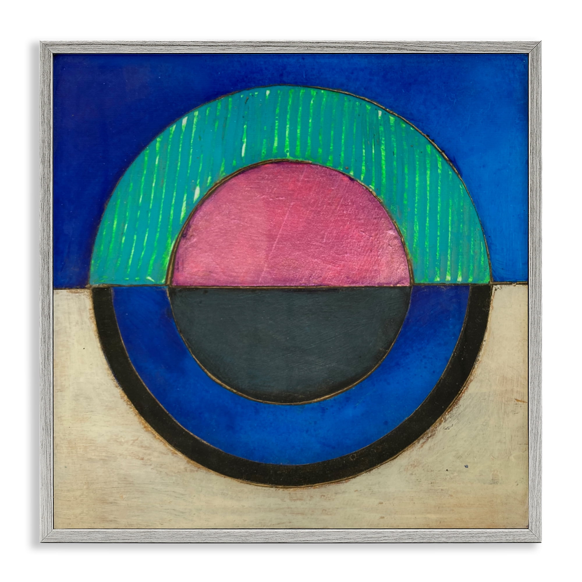Stupell Industries Blue Toned Distressed Circle Gray Framed Giclee Art, design by Matthew Finger