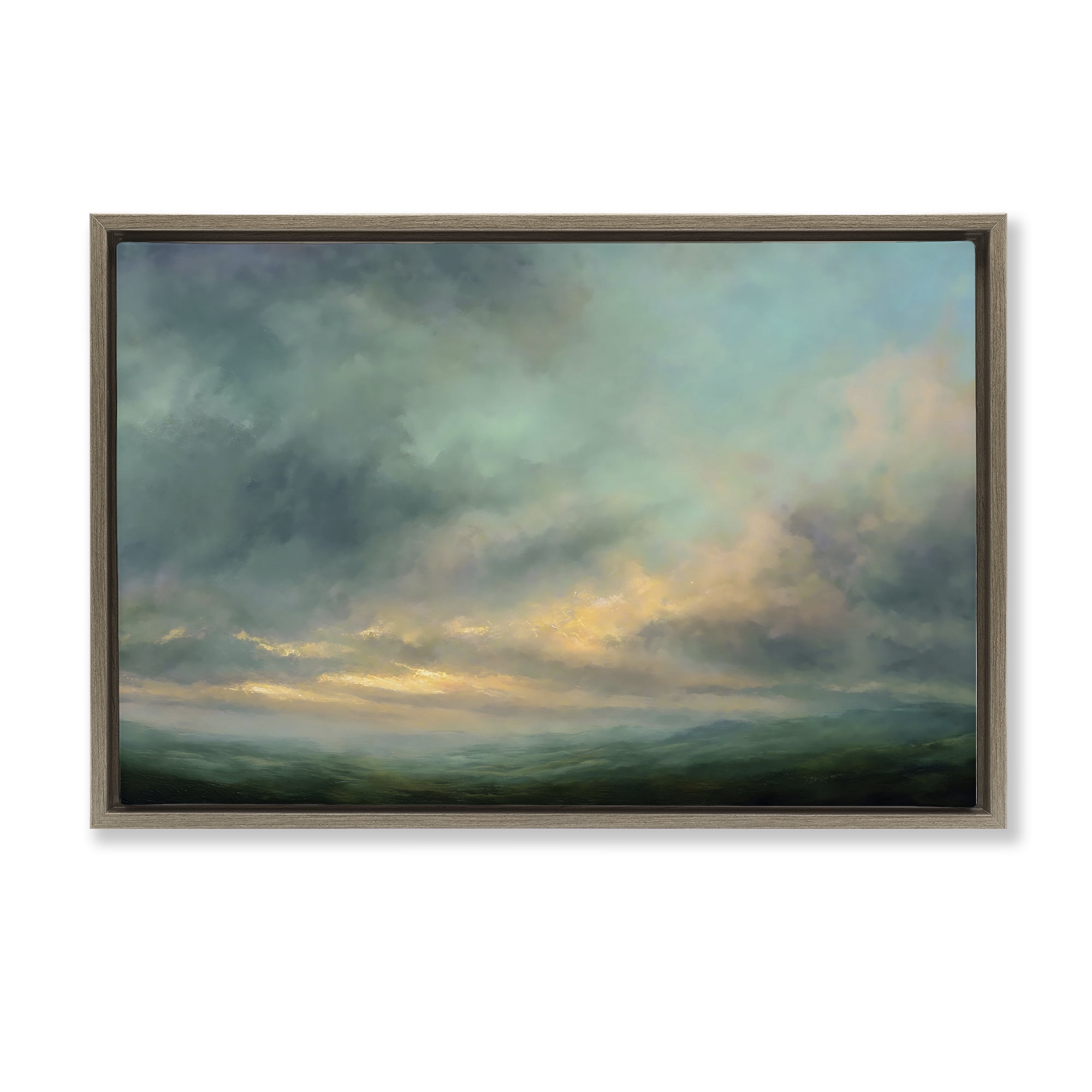 Stupell Industries Blue Toned Golden Hour Brown Framed Floater Canvas Wall Art, design by Petal Prints Design