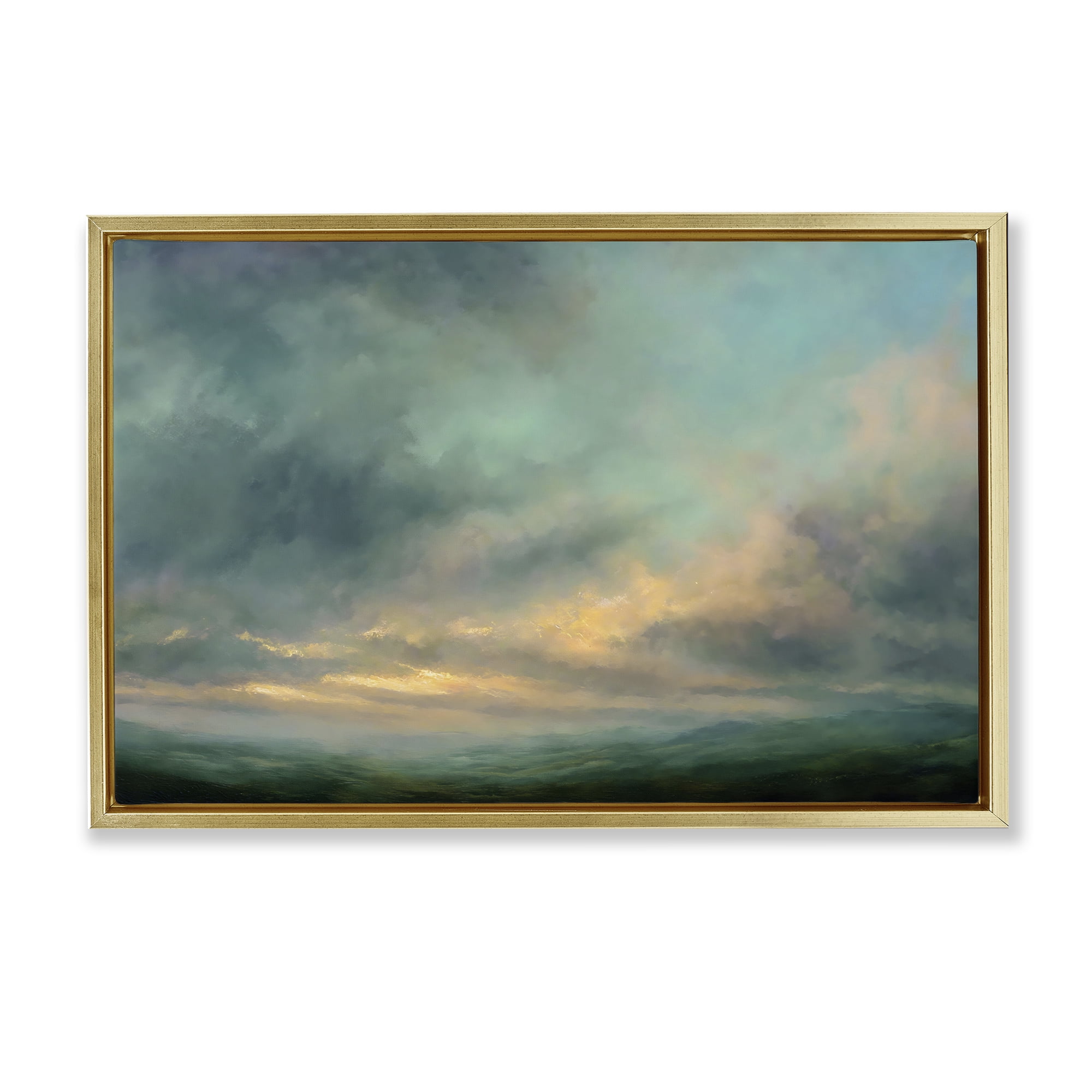 Stupell Industries Blue Toned Golden Hour Gold Framed Floater Canvas Wall Art, design by Petal Prints Design