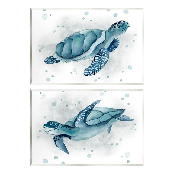 Stupell Industries Blue Tortoises Ocean Bubbles Graphic Art Unframed Art Print Wall Art, Set of 2, Design by Janet Tava