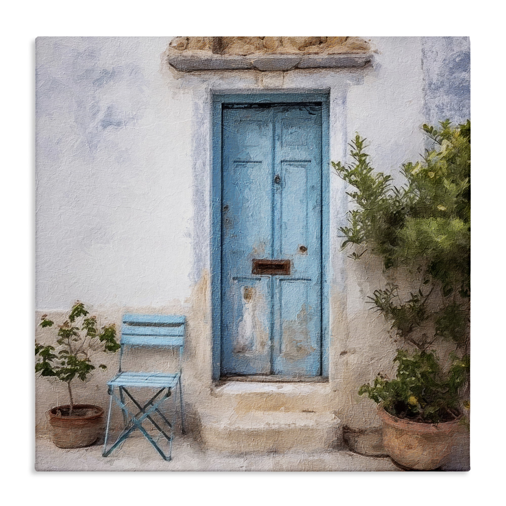 Stupell Industries Blue Town Doorway Town & City Painting Gallery Wrapped Canvas Art Print Wall Art, 24 x 24