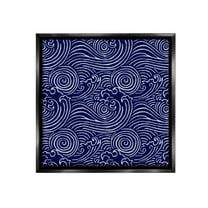 Stupell Industries Blue Traditional Waves Nature Painting Black Floater Framed Canvas Art Print Wall Art, 18 x 18