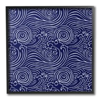 Stupell Industries Blue Traditional Waves Nature Painting Black Framed Art Print Wall Art, 12 x 12