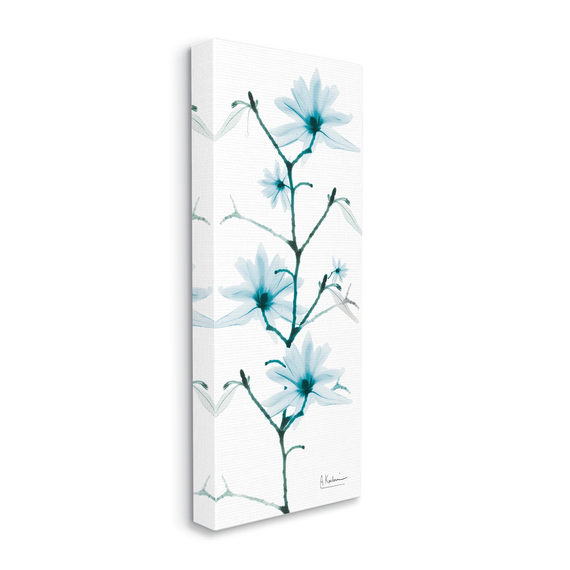 Stupell Industries Blue Tree Blossom Florals Translucent Plant Botanical & Floral Photography Gallery Wrapped Canvas Print Wall Art, 10 x 24