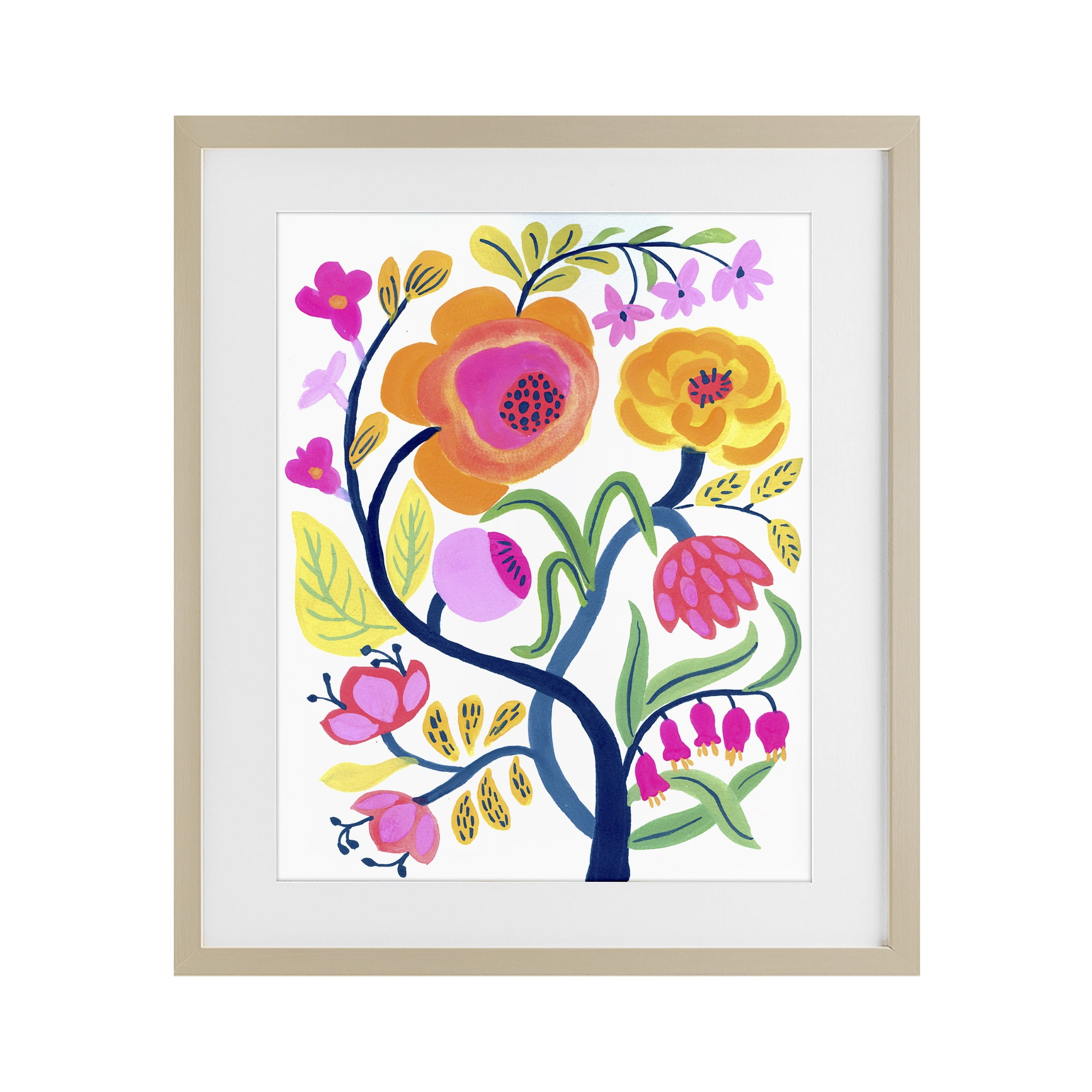 Stupell Industries Blue Tree with Warm Flowers Birch Framed Print Under Glass, design by Suzanne Allard