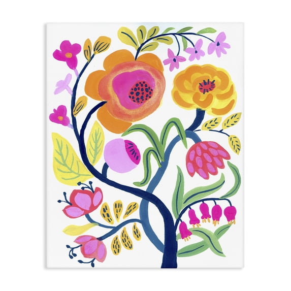 Stupell Industries Eclectic Blue Tree with Warm Flowers Canvas Art, 16 x 20, by Suzanne Allard