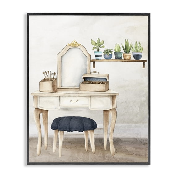 Stupell Industries Blue Tub Bathroom Vanity Black Framed Giclee Art design by Kim Allen, 14 x 11