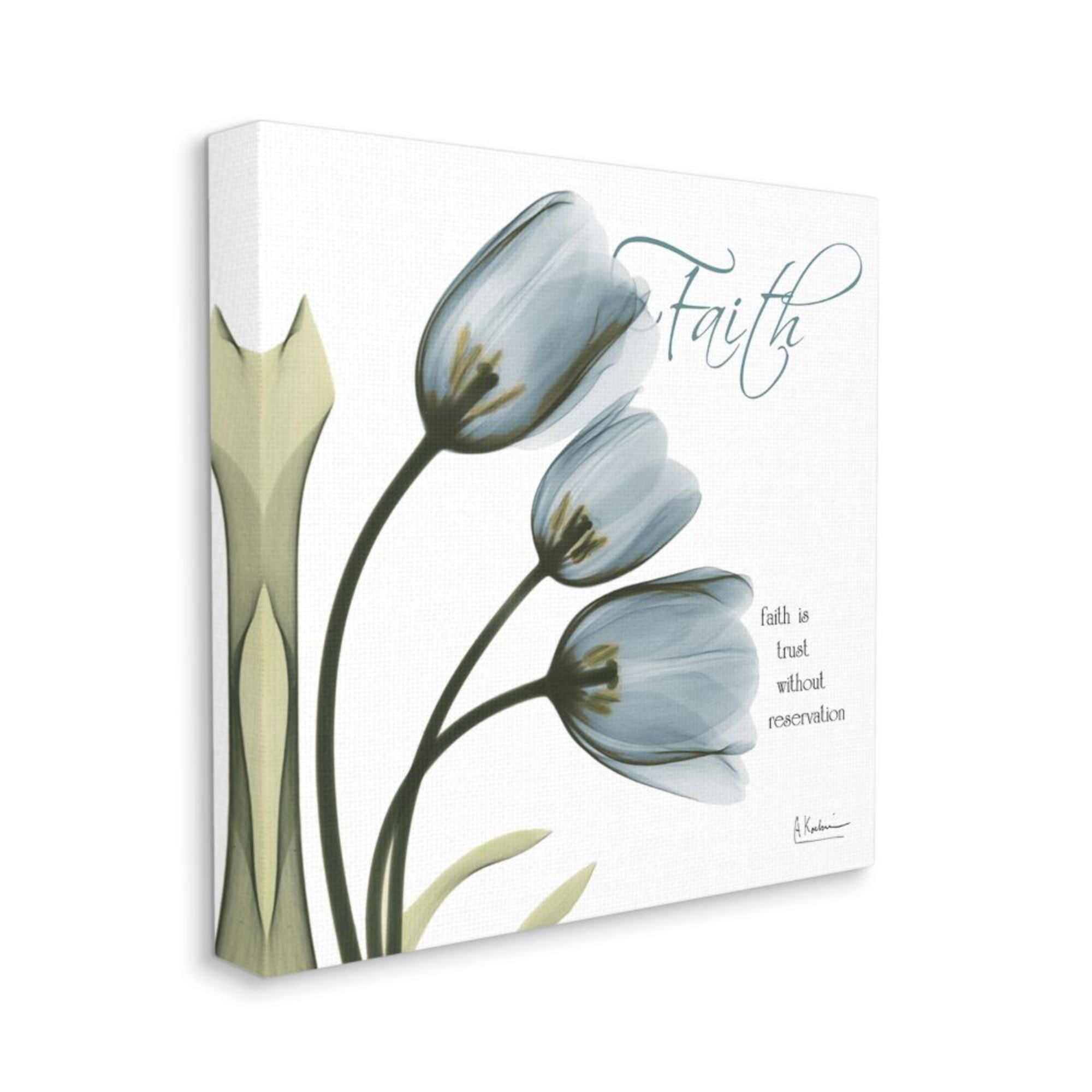 Stupell Industries Blue Tulip Silhouettes with Faith Based Quote Design by Albert Koetsier, 30" x 30"