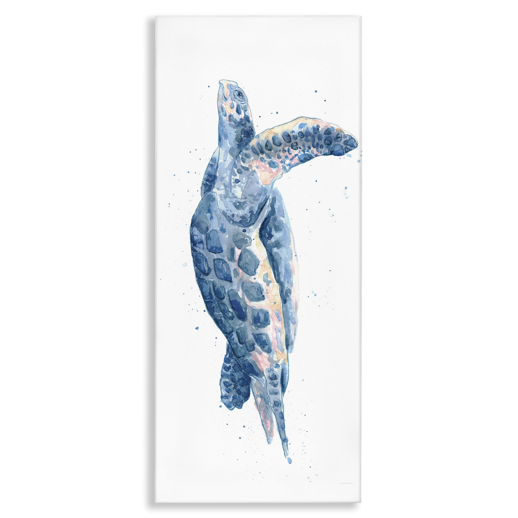 Stupell Industries Blue Turtle Swimming Animals & Insects Painting Gallery Wrapped Canvas Art Print Wall Art, 20 x 48