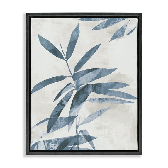 Stupell Industries Blue Twilight Palm Leaves Black Framed Floater Canvas Wall Art design by Aoibhne Hogan, 21 x 17