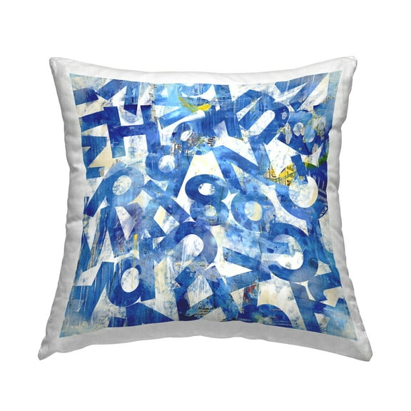 Stupell Industries Blue Typography Collage Decorative Printed Throw Pillow Design by Laura Gibson .