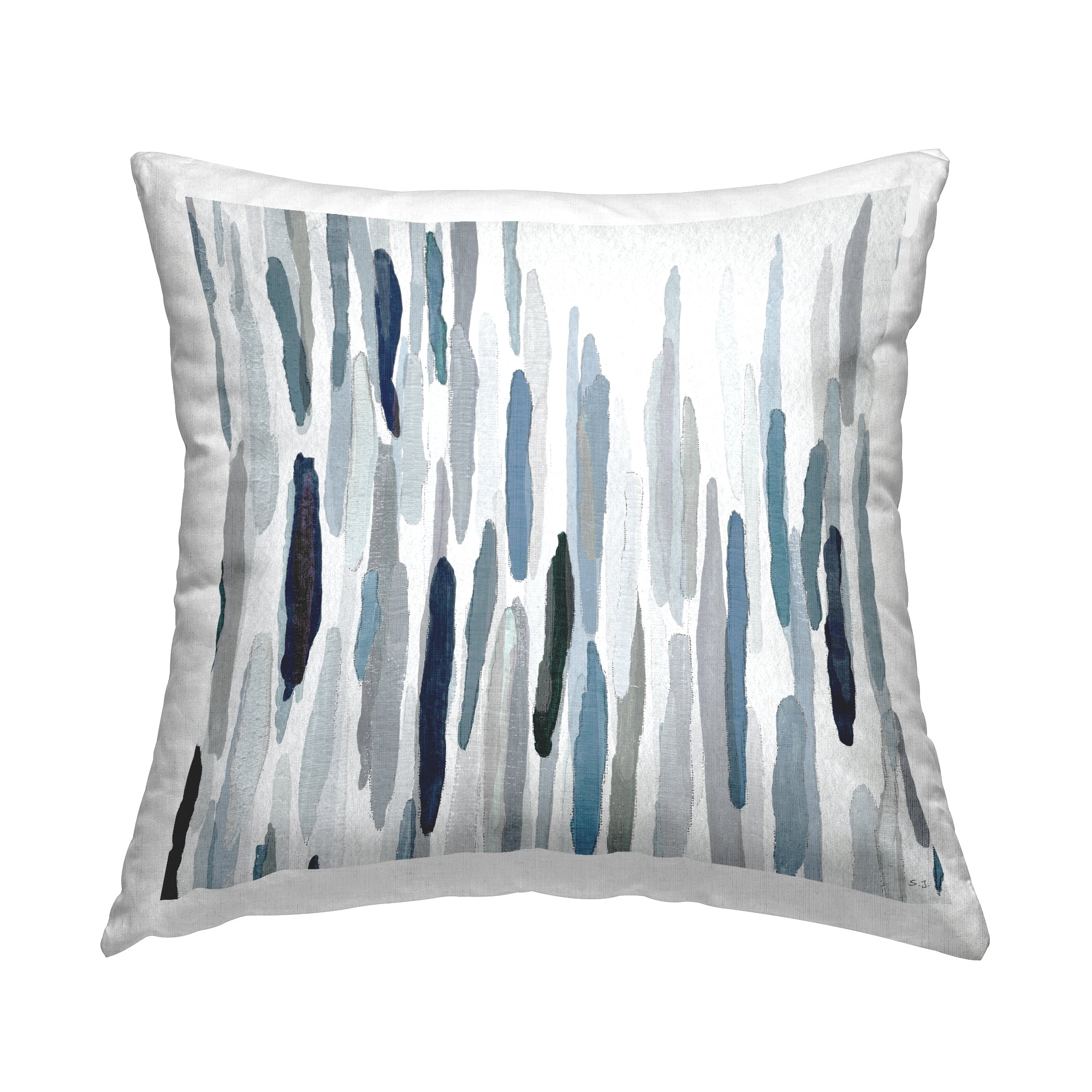 Blue and Gray Abstract Brushstroke Square Throw Pillow Set
