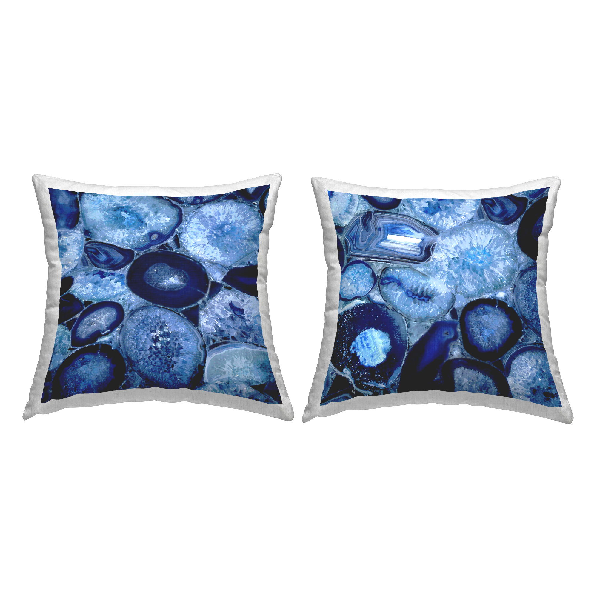 Stupell Industries Blue Varied Agate Geodes Printed Throw Pillow Design by Danielle Carson (Set of 2)