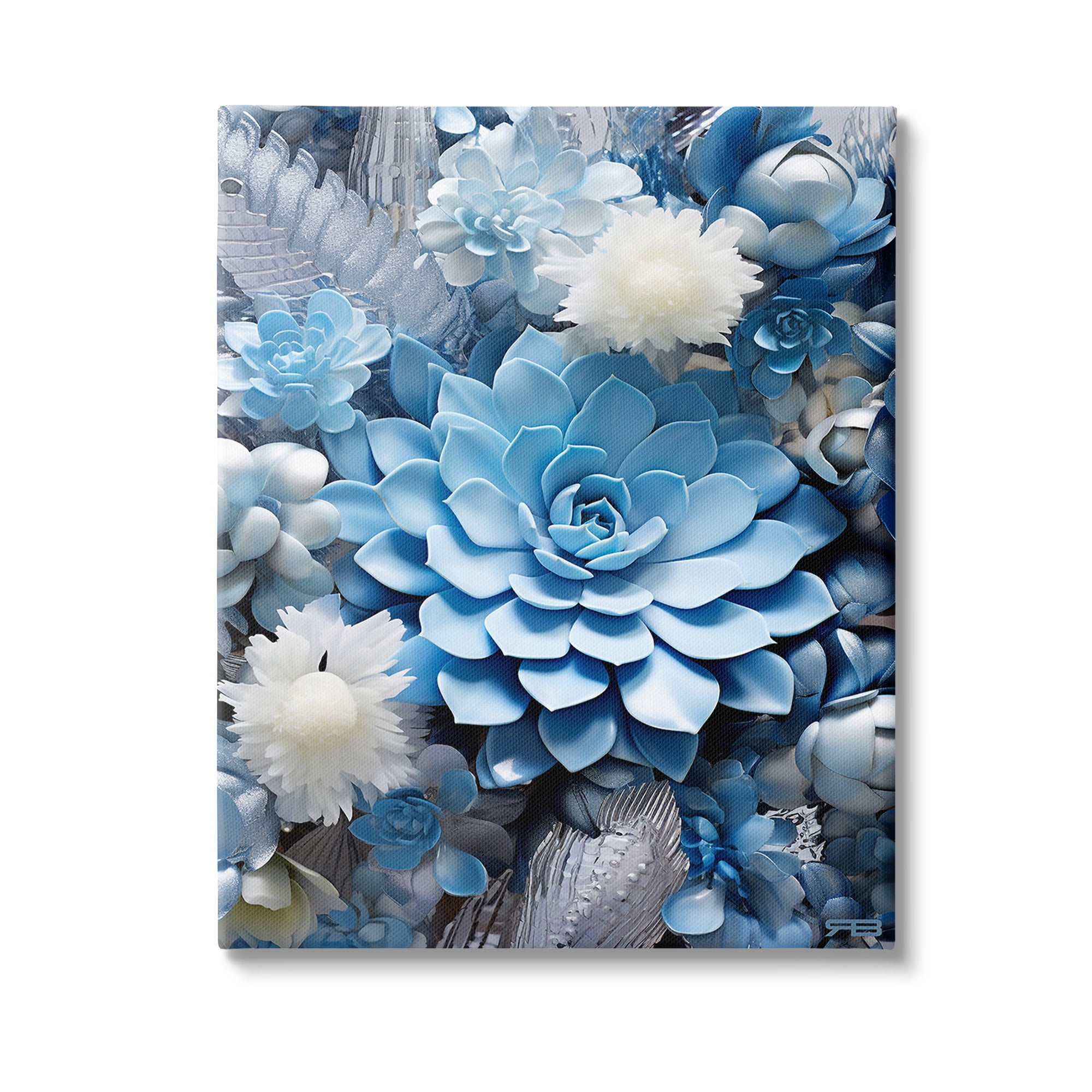 Stupell Industries Blue Varied Succulents Botanical & Floral Painting Gallery Wrapped Canvas Art Print Wall Art, 24 x 30