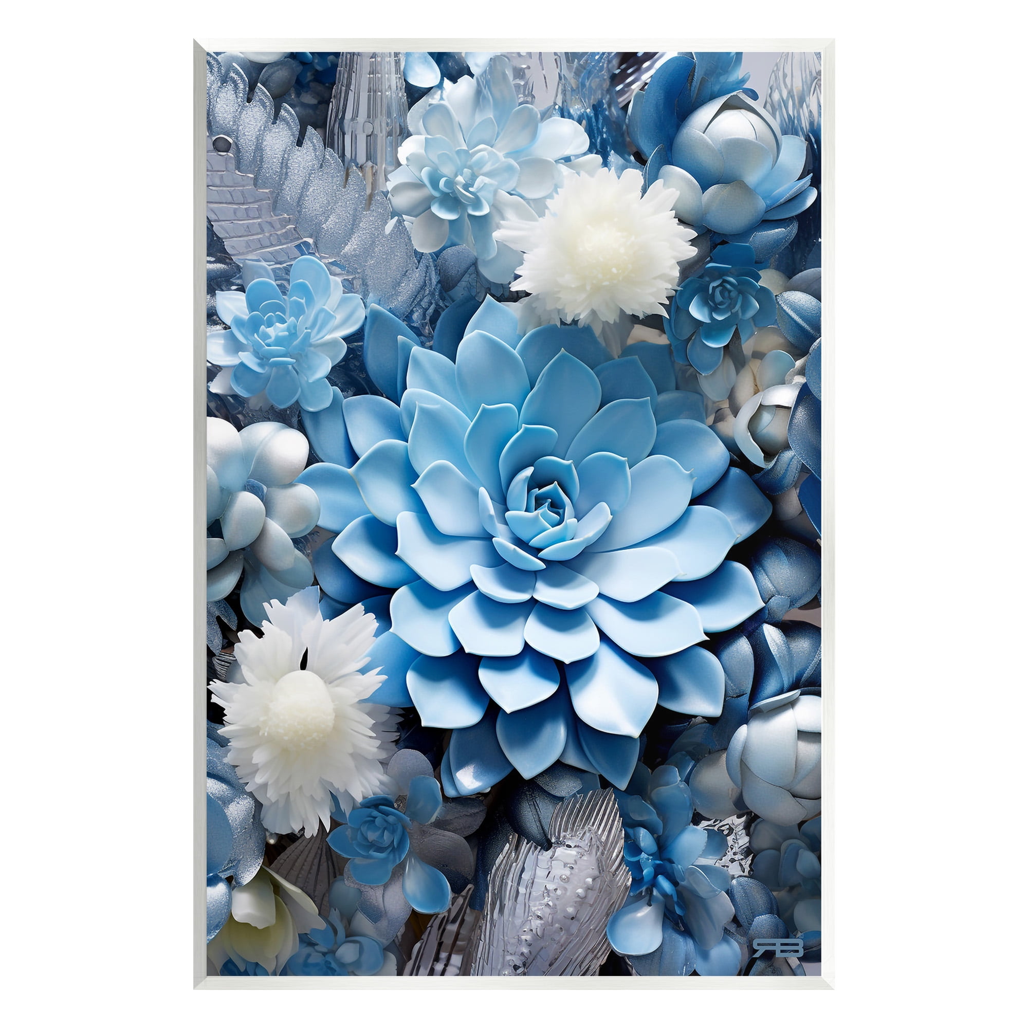 Stupell Industries Blue Varied Succulents Botanical & Floral Painting Unframed Art Print Wall Art, 13 x 19